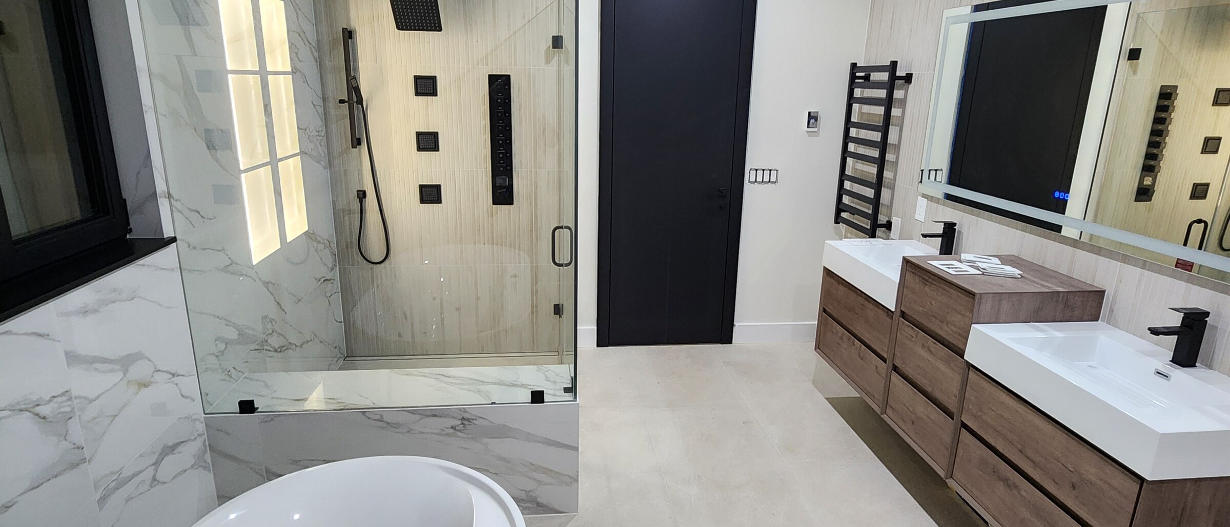 Featured bathroom remodel — Calacatta Gold master bath